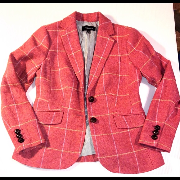 Talbots Jackets & Blazers - Talbots Pink Window Pane Plaid Blazer, size 4